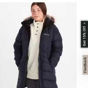 Marmot Black Puffer Coat with Quilted Design